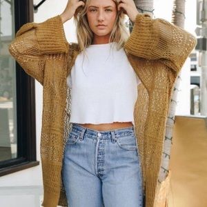 Jordan Bronze Knit Netted Cardigan NWT